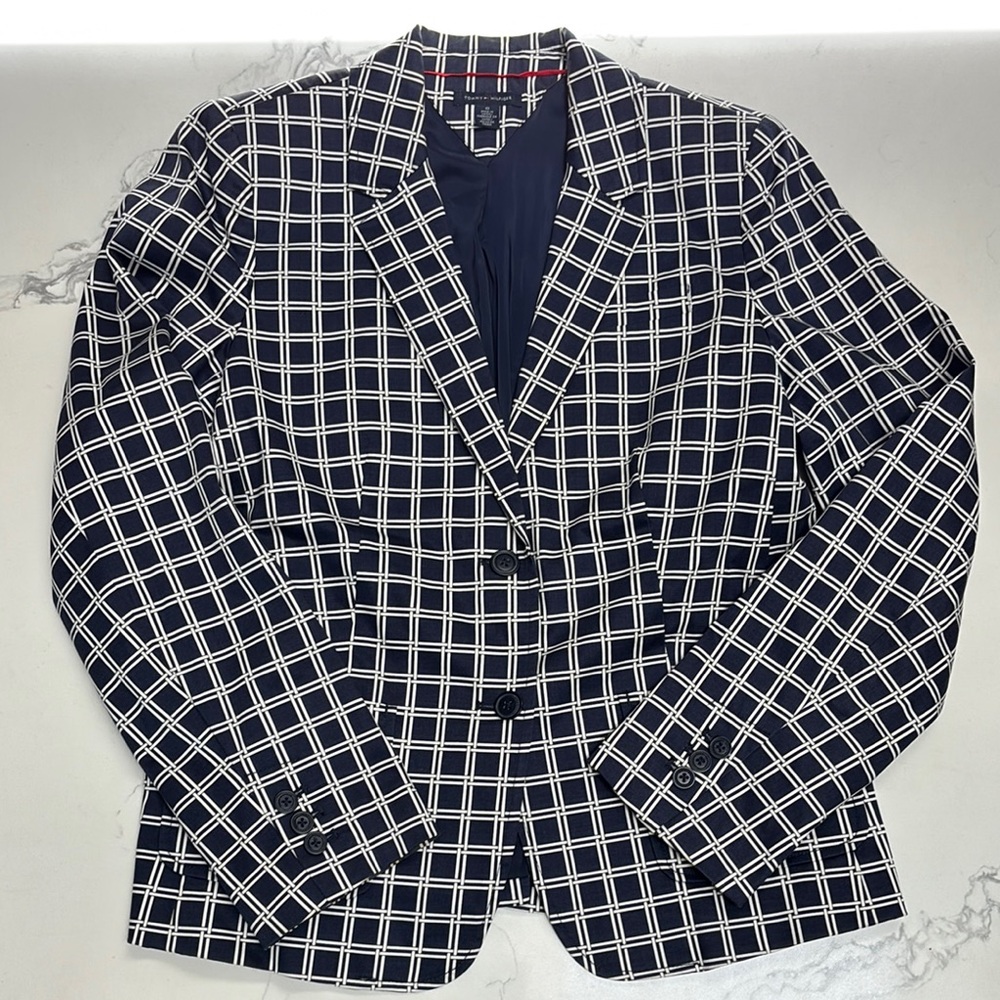 Tommy Hilfiger Blue and White Blazer women’s size 10